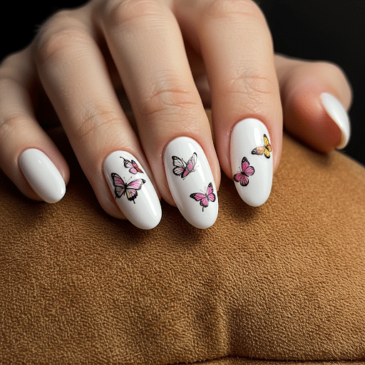 White_Nail_Design_with_Butterfly_Art