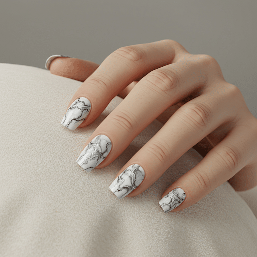 White_Nail_Design_with_Marble_Effect