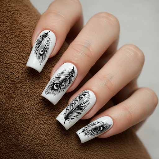 White_with_Feather_Designs