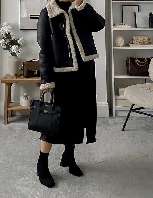 Shearling_Jacket__Ribbed_Knit_Dress