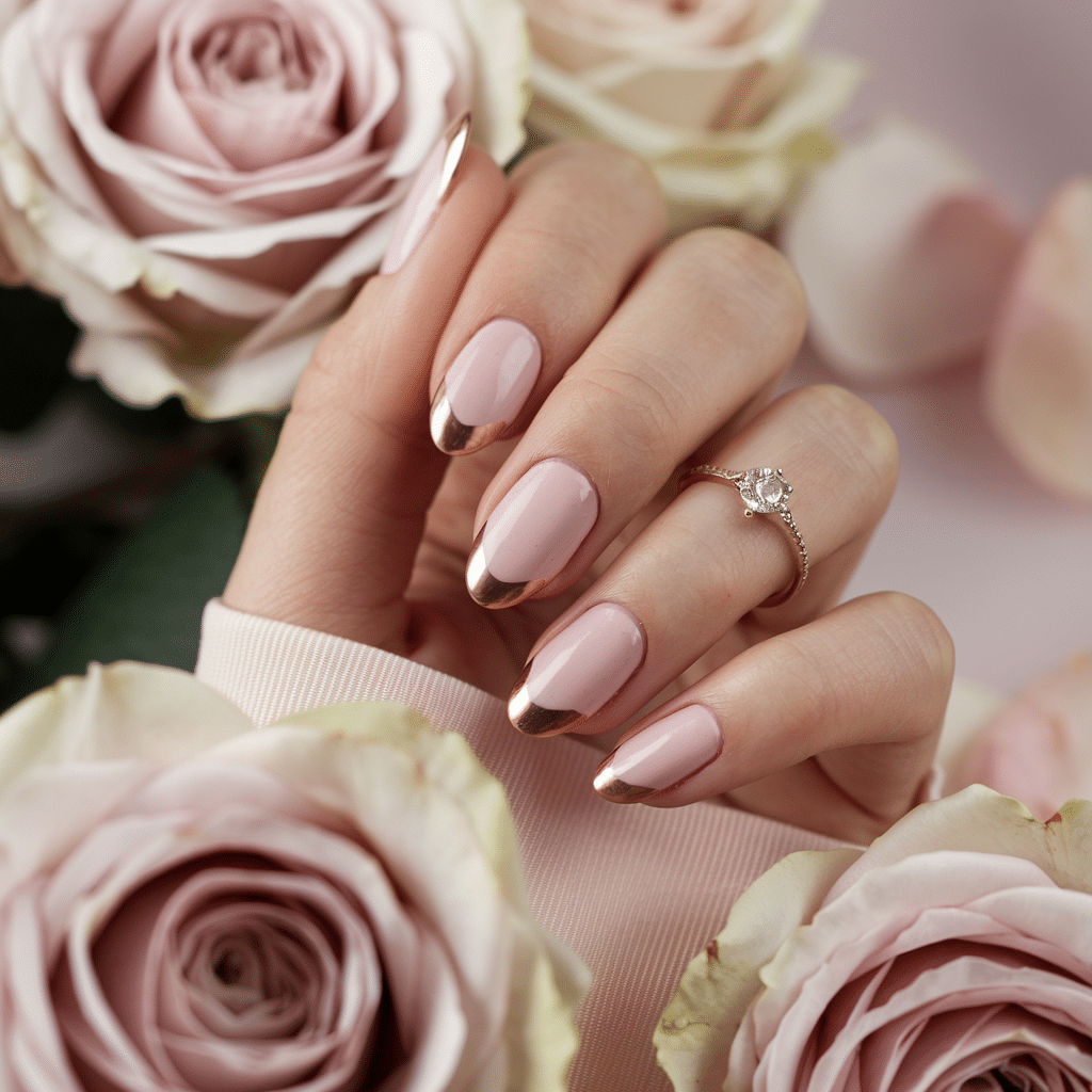 pink rose gold ombre nails