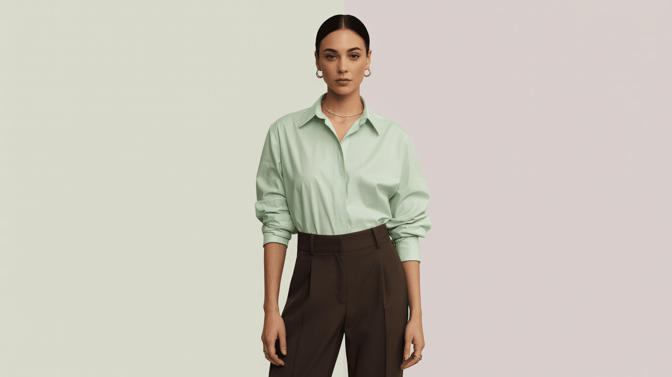 Mint_Shirt_with_Brown_Pants