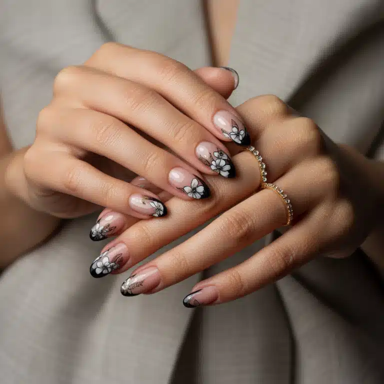 11 Chic Nude and Black Nails Design for this Year
