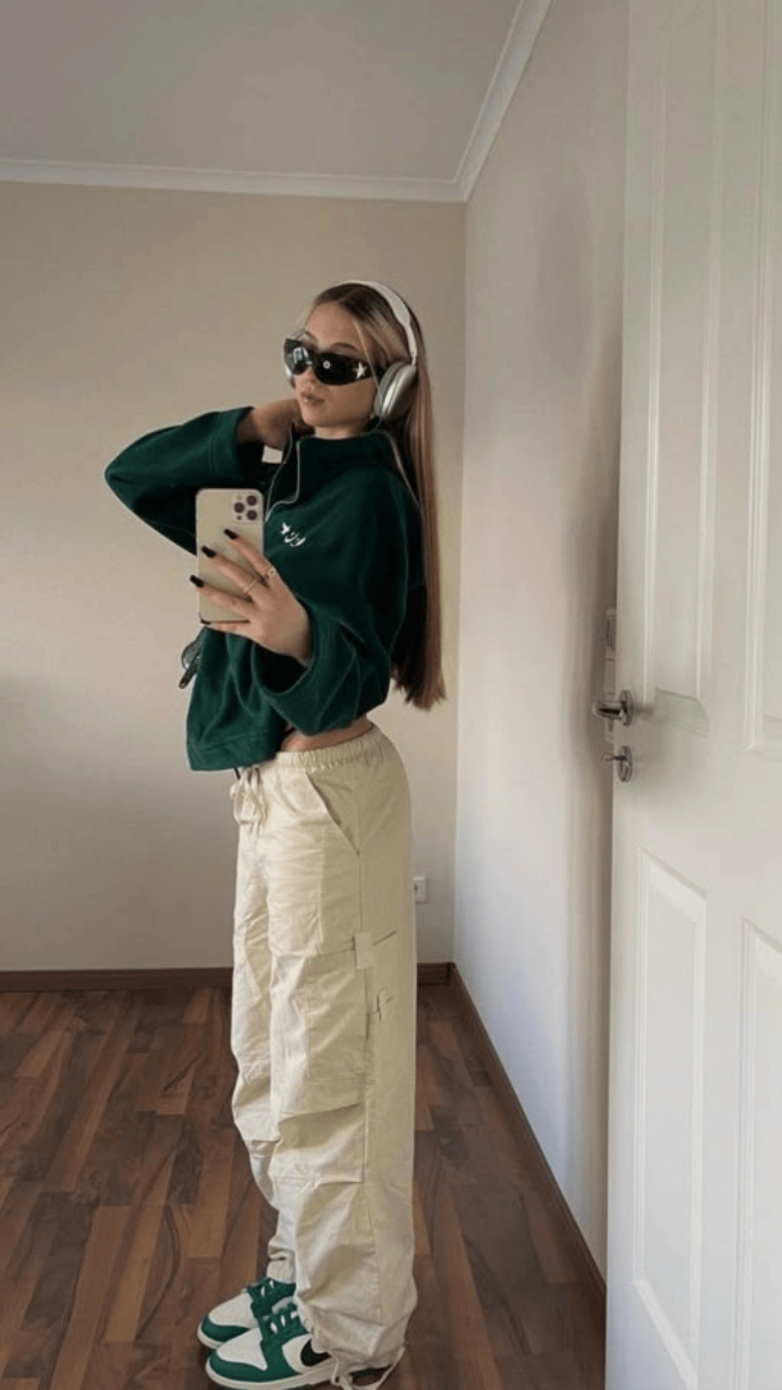 Army Green Hoodie & Sneakers