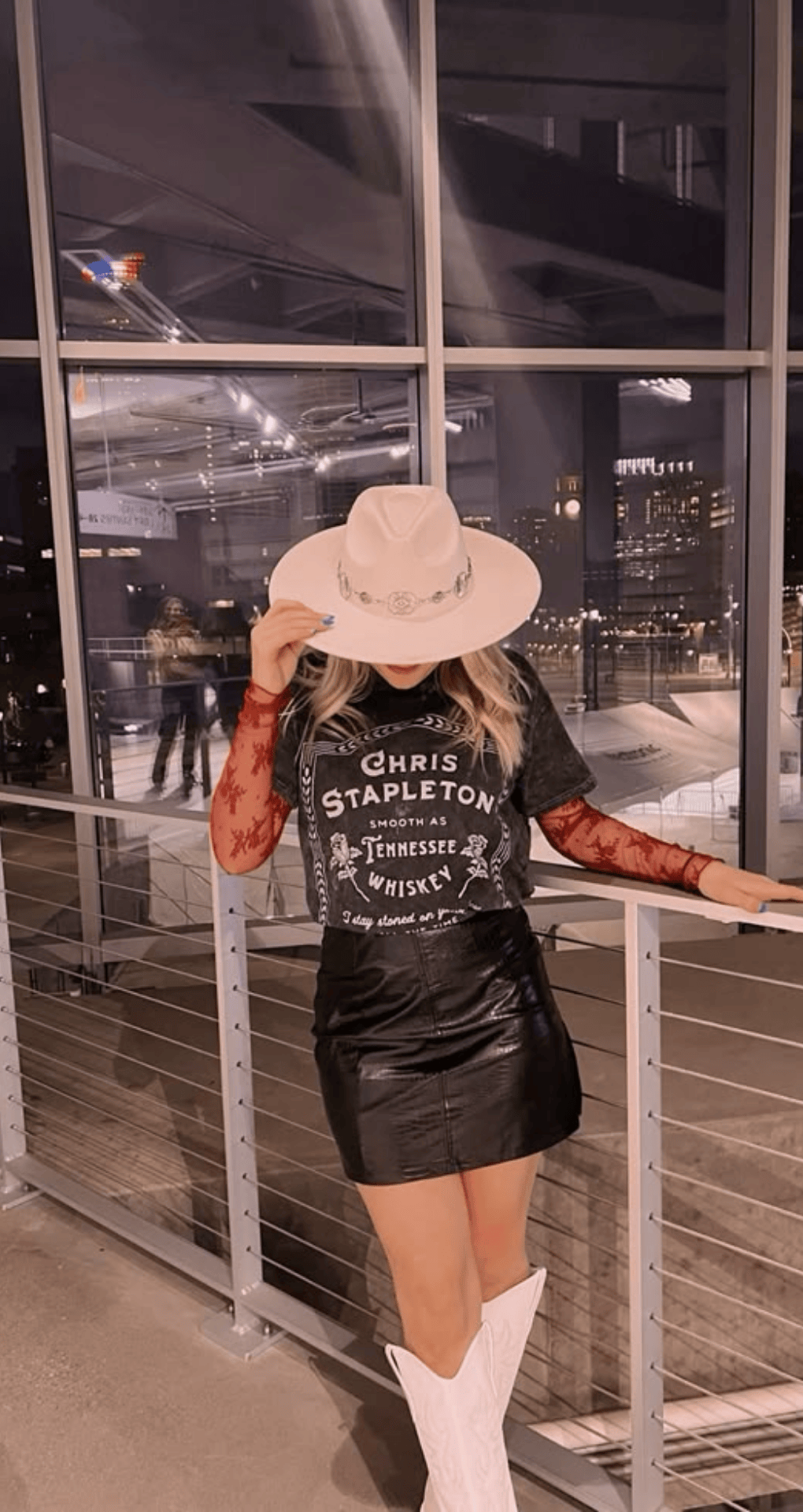Cowboy Hat & Leather Miniskirt