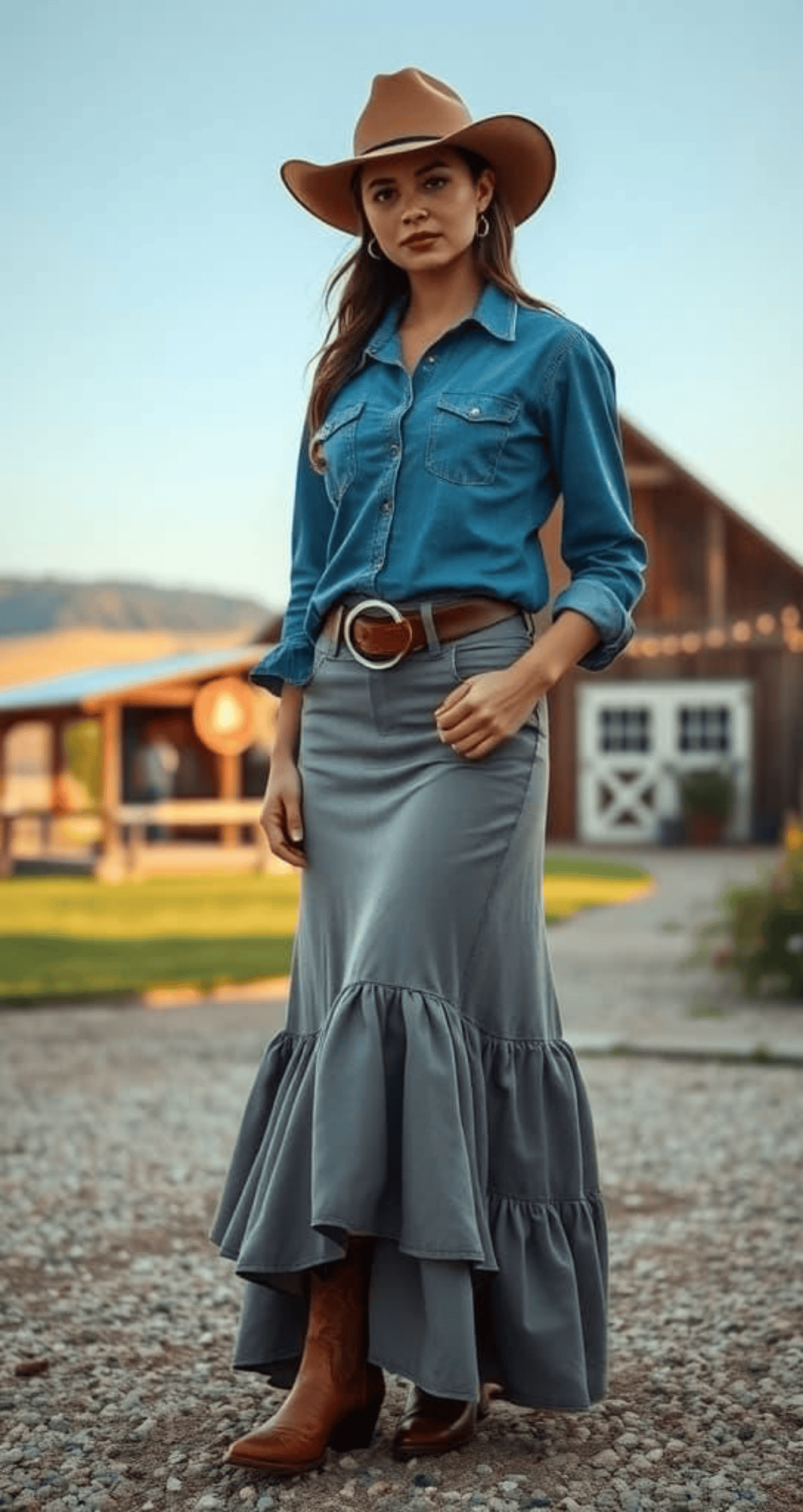 Cowboy Shirt & A-Line Skirt