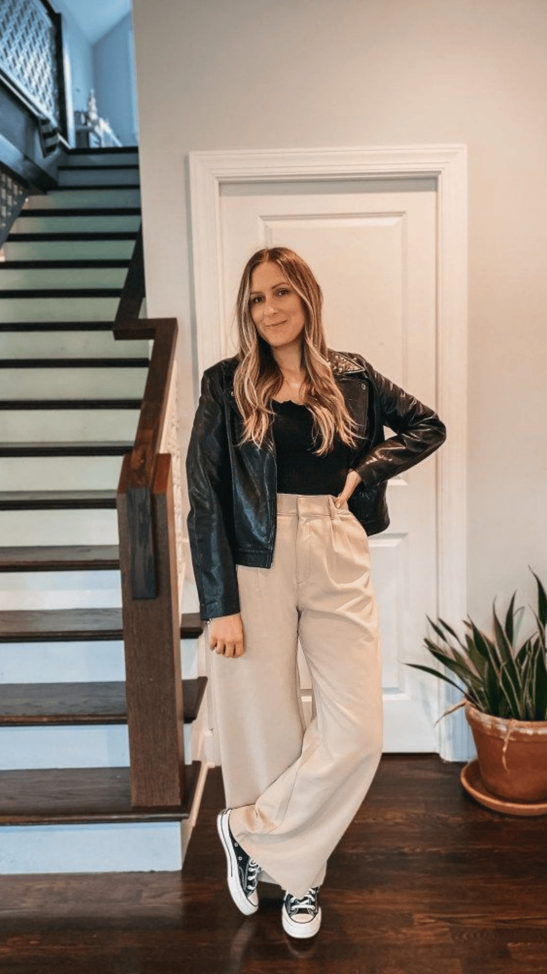 Cropped Black Jacket & Trainers