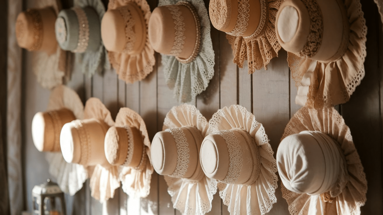 Decorative Hat Wall with Vintage Bonnets