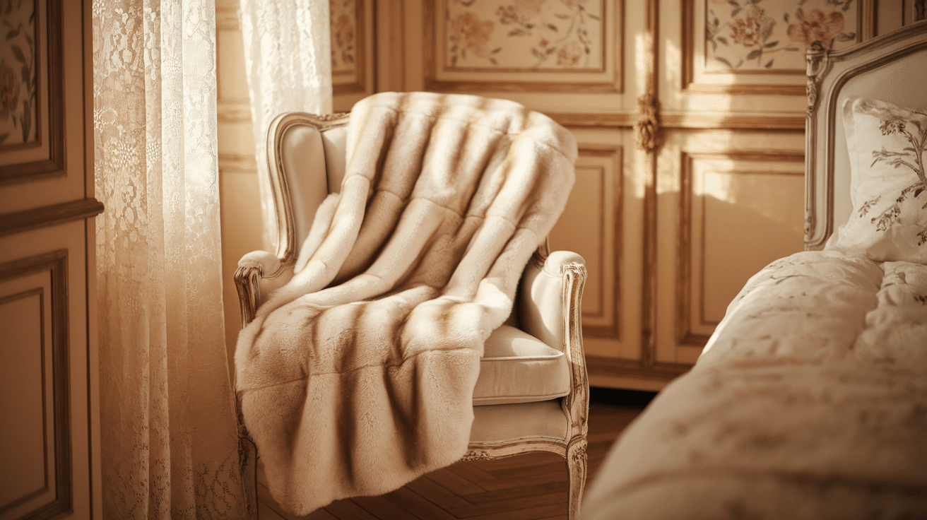 Faux Fur Throw in Ivory or Blush