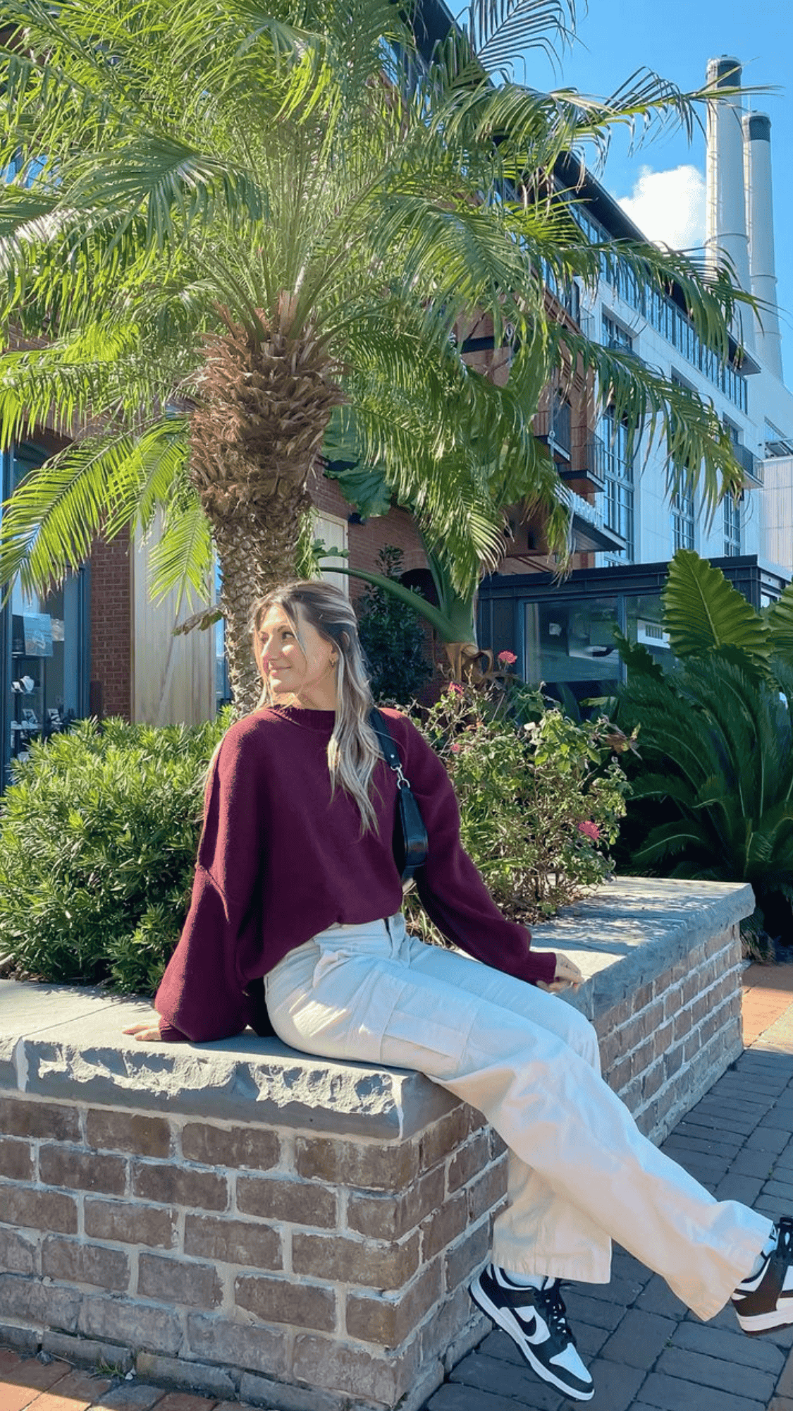 Maroon Pullover & Sneakers