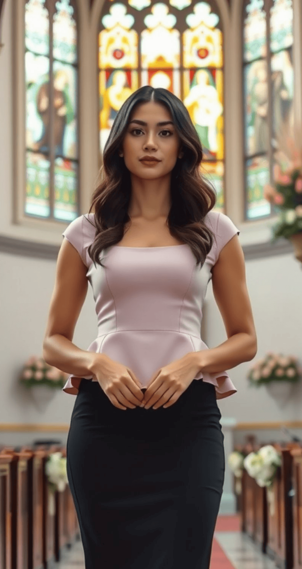 Pencil Skirt with Peplum Blouse