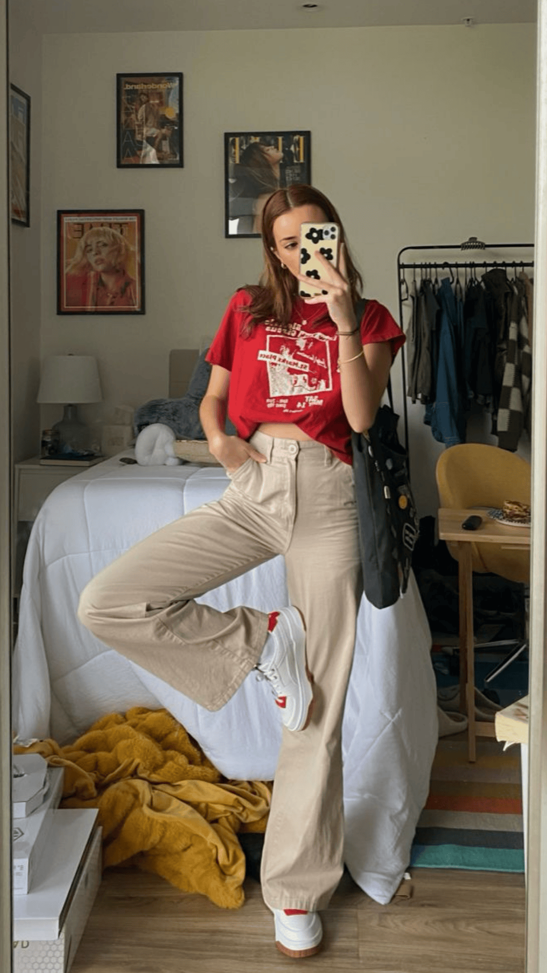 Red Graphic T-shirt & White Converse