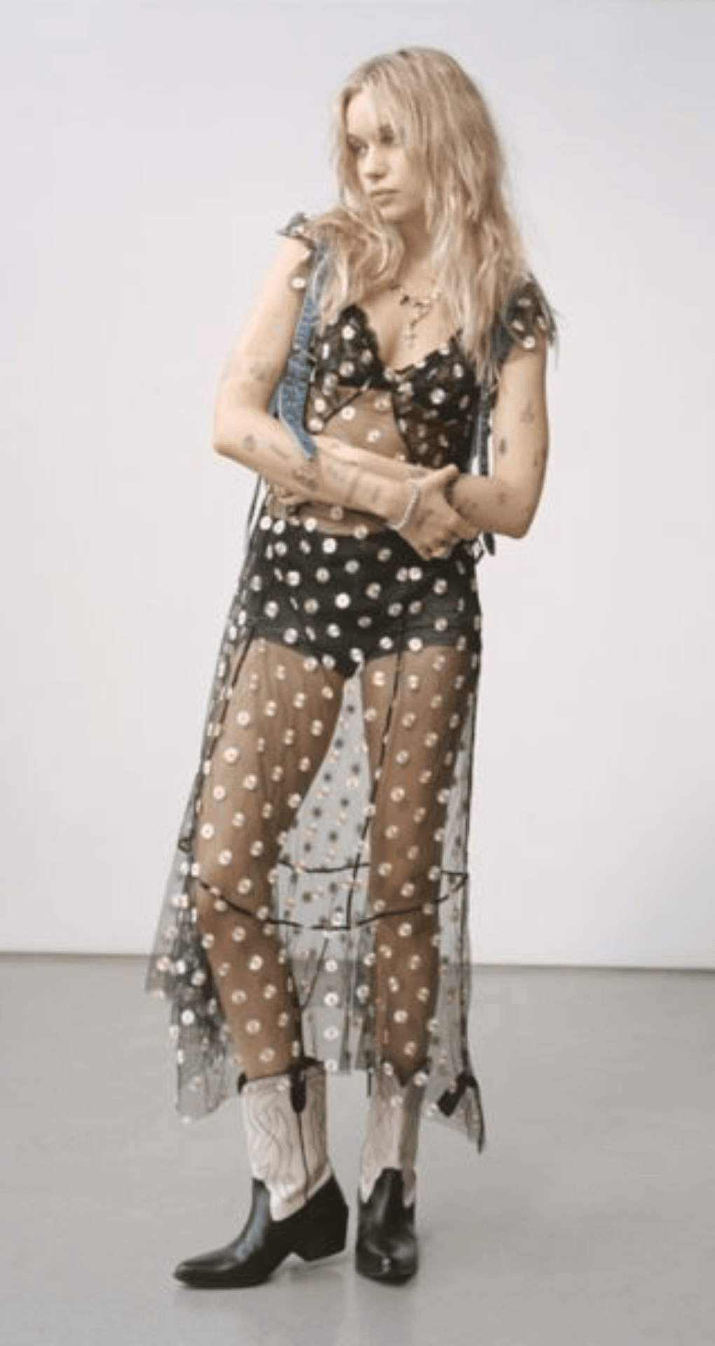 Strappy Midi Dress with Sheer Overlay