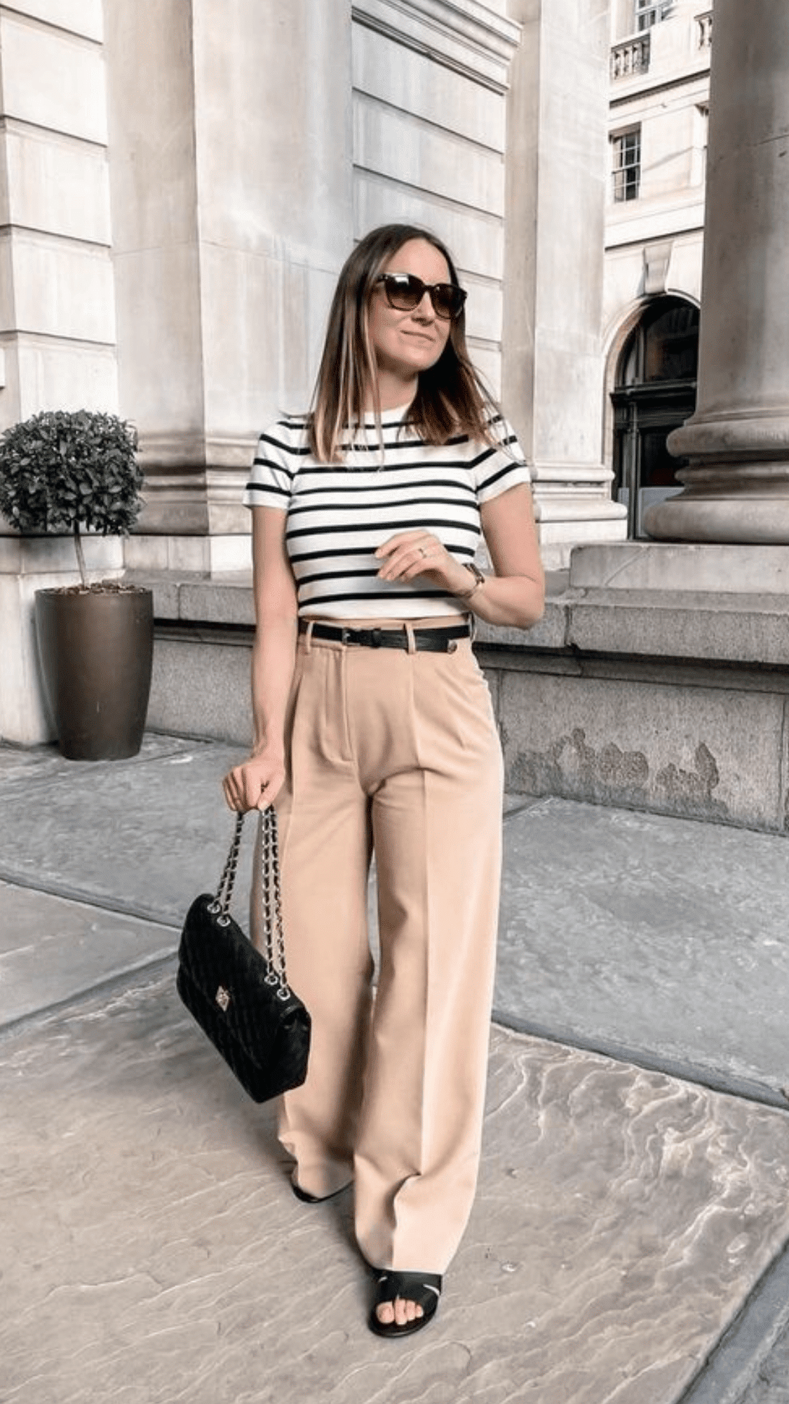 Striped T-shirt & Flats