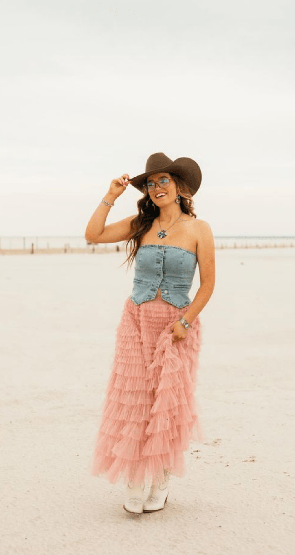 Tulle Skirt & Western Boots