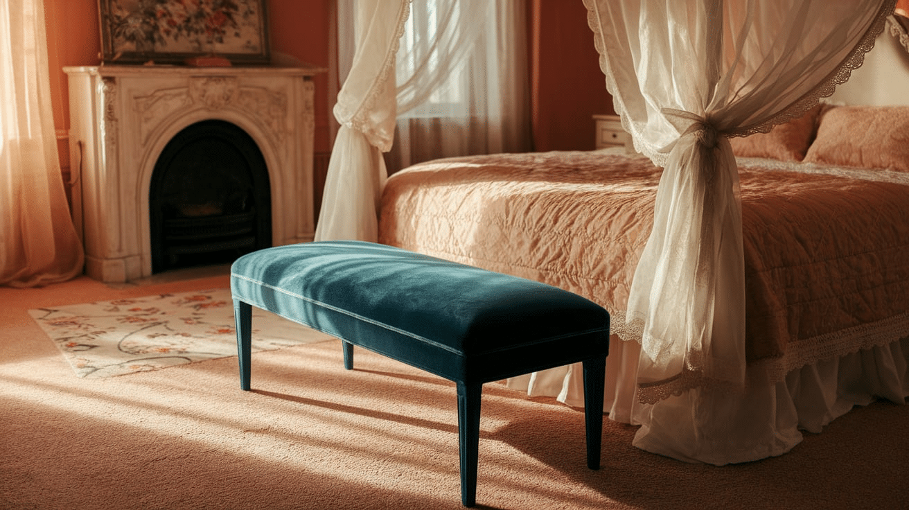 Velvet Bench at the Foot of the Bed