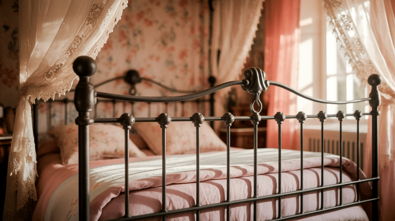 Wrought Iron Bed with Curved Details