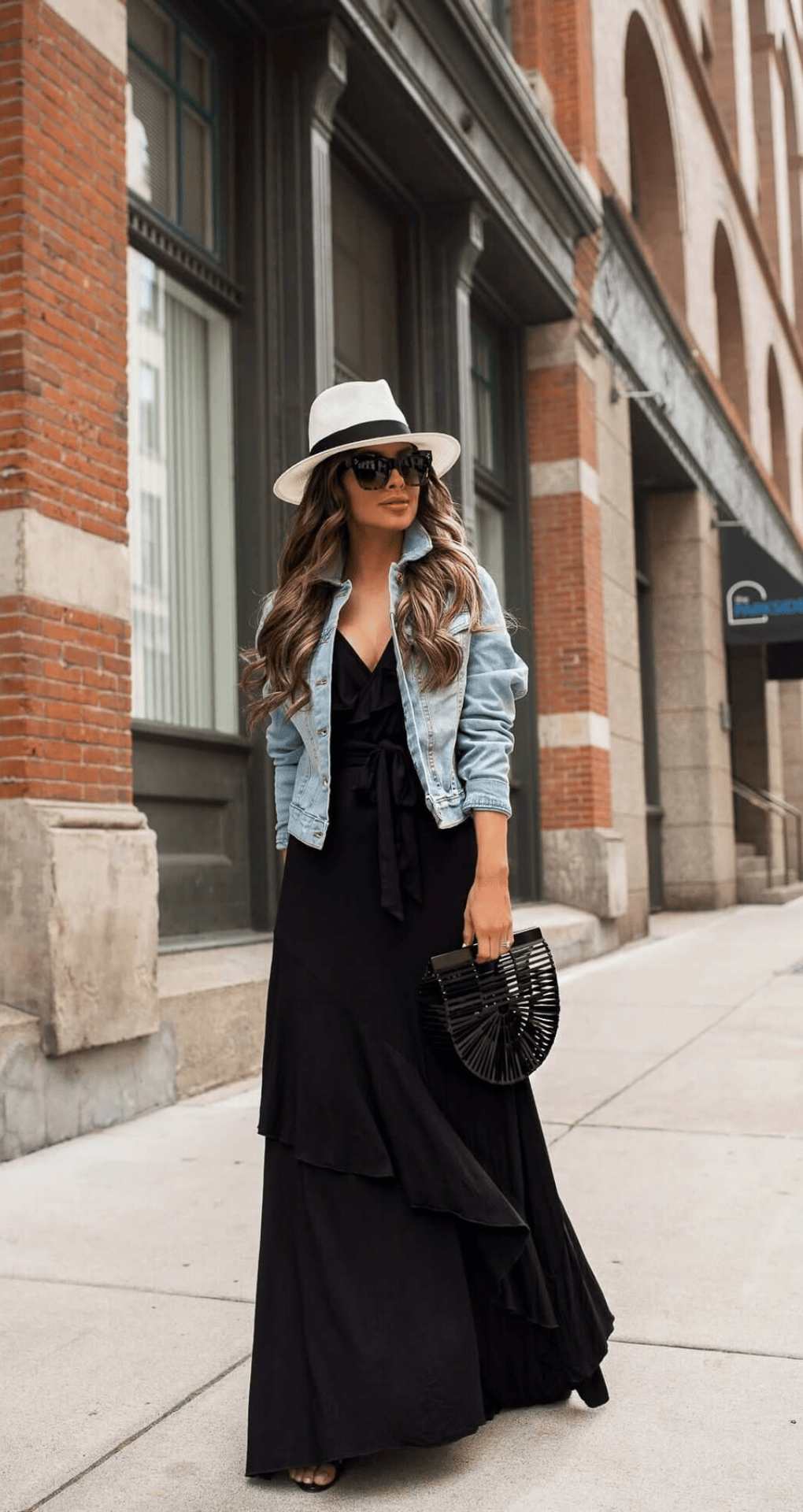 Maxi Dress with Denim Jacket