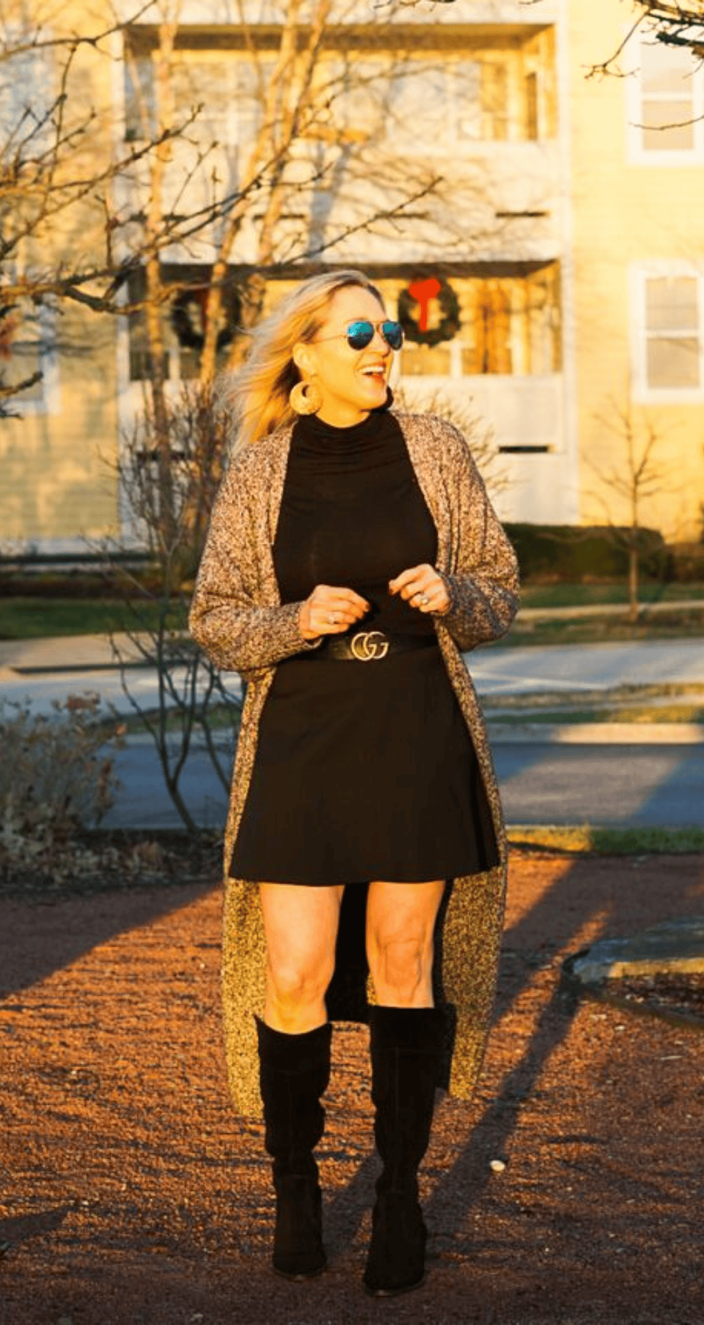 Skater Dress with Long Cardigan