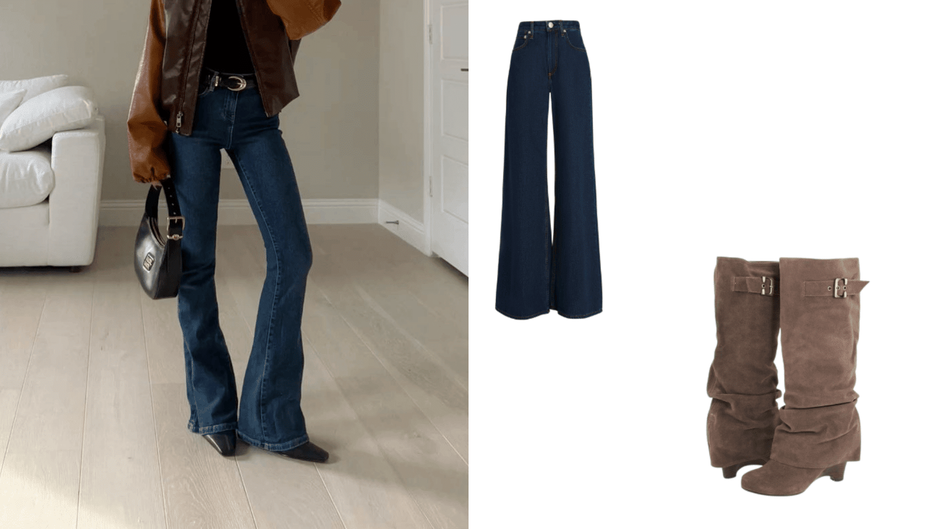 Suede Boots with Flared Jeans