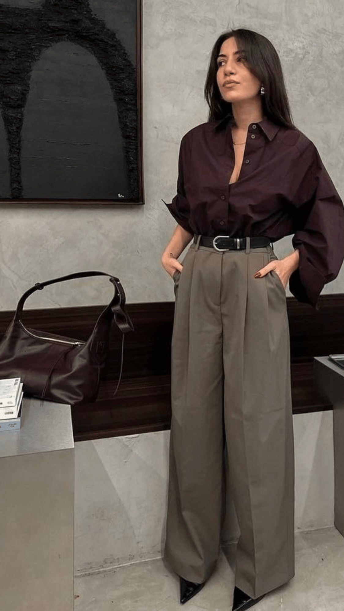 Burgundy and Khakhi Pants
