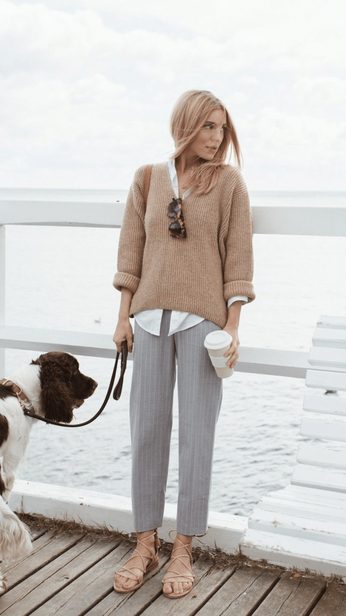Kakhi Sweater, White Shirt and Grey Pants (1)