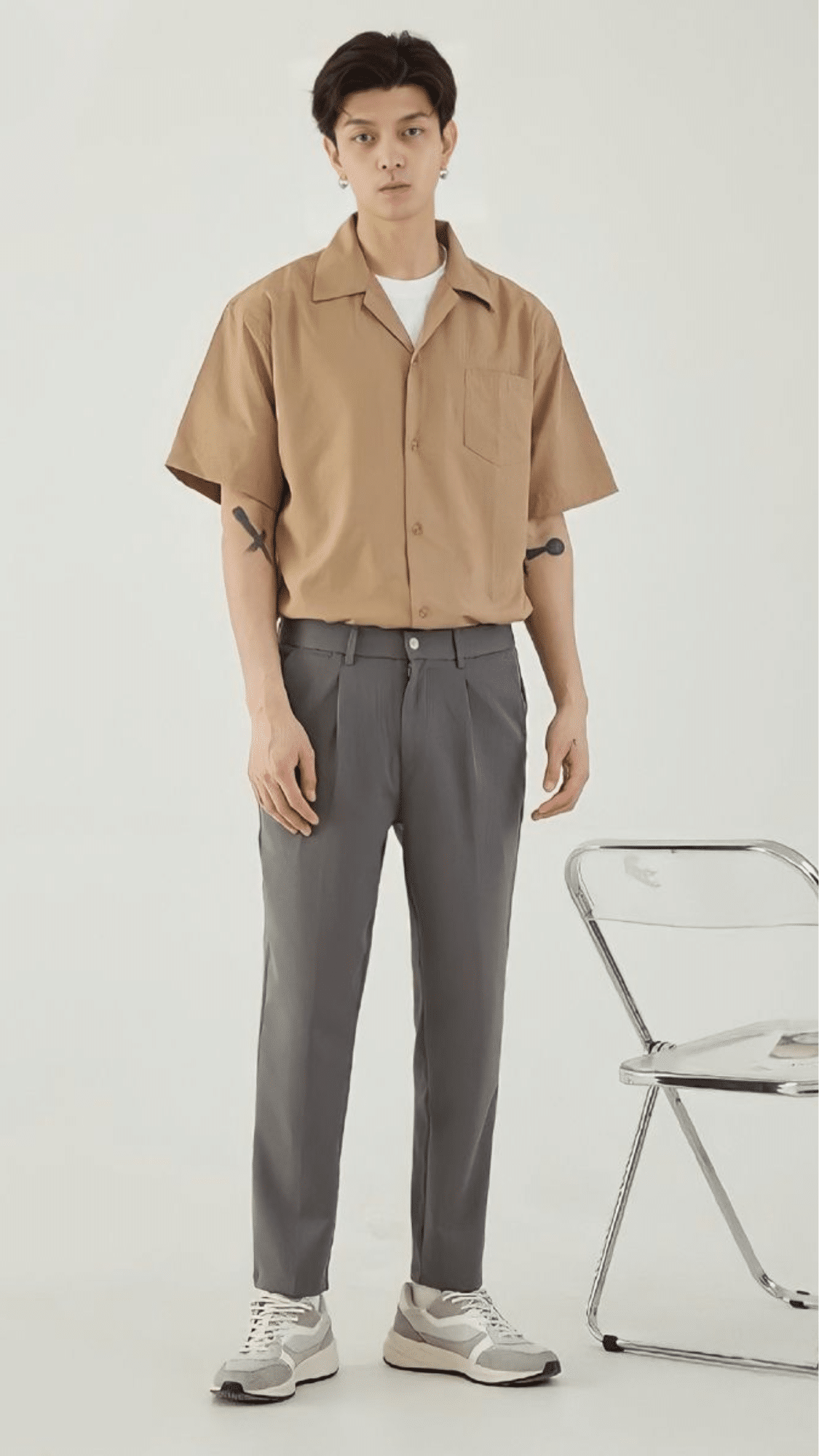 Khakhi Shirt with Grey Pants (1)