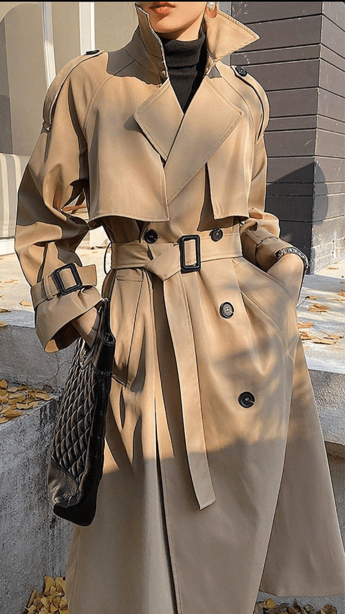 Khakhi trench Coat with Black HighNeck (1)