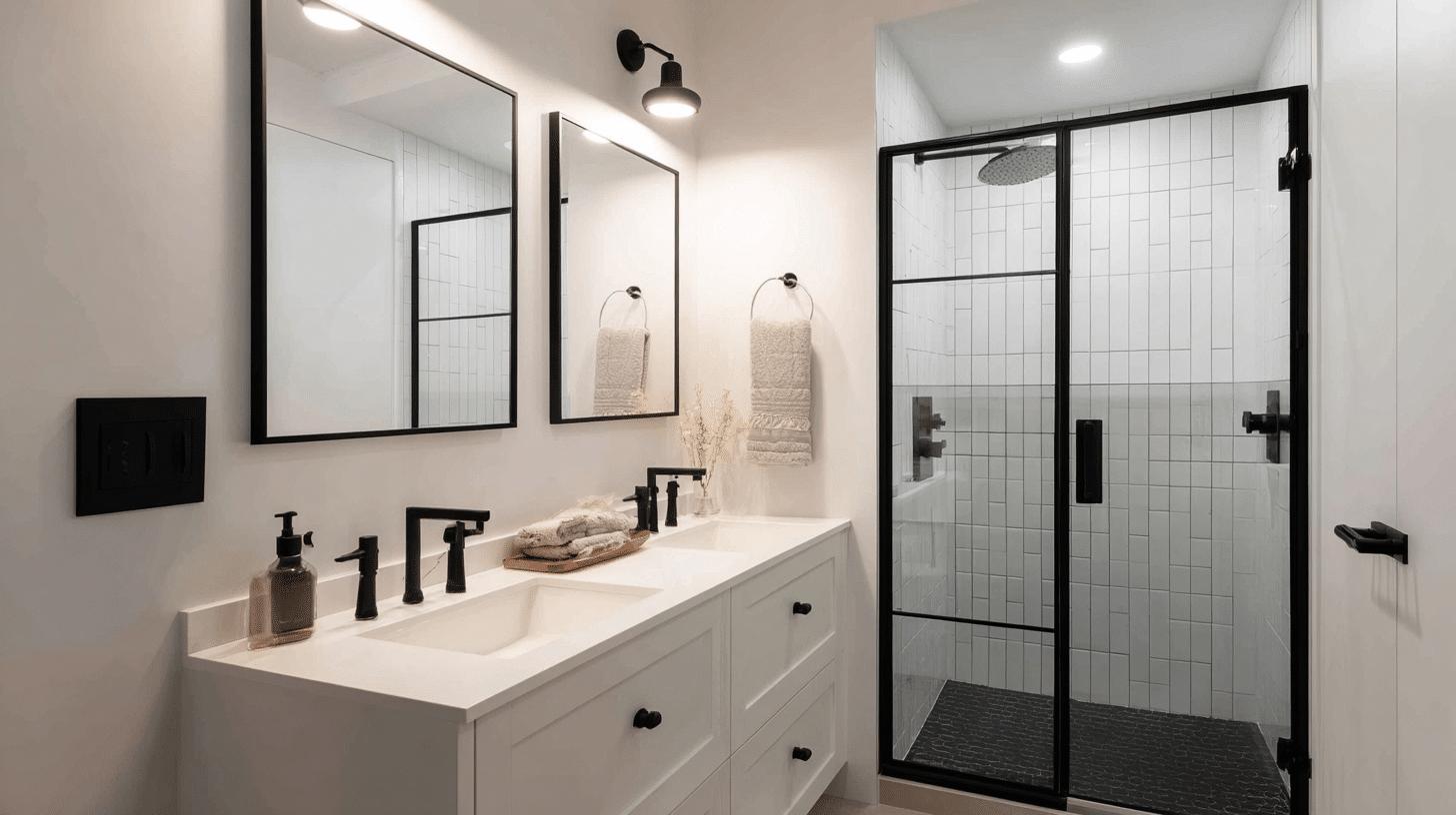 black fixtures for contrast