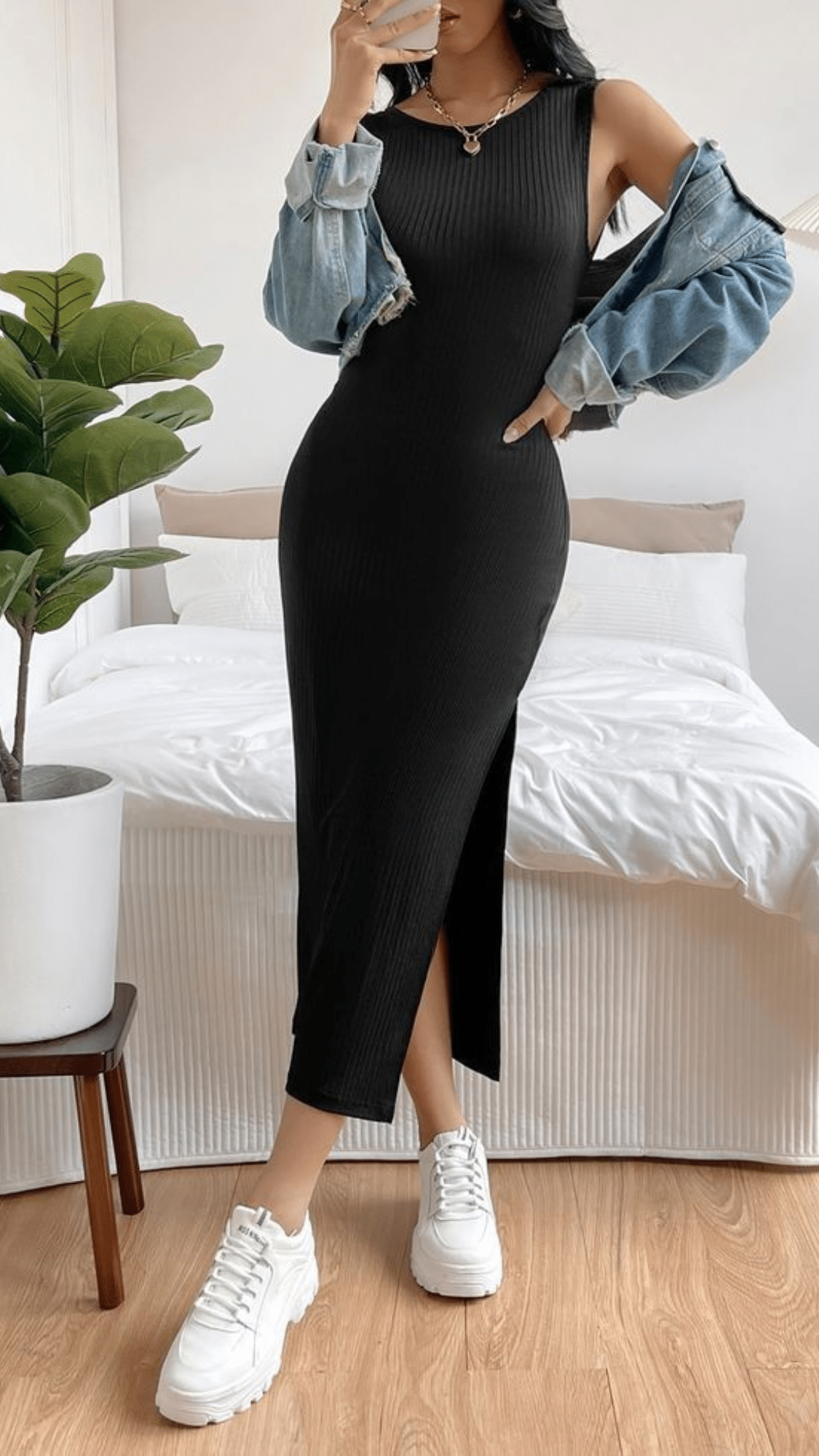 bodycon dress with sneakers