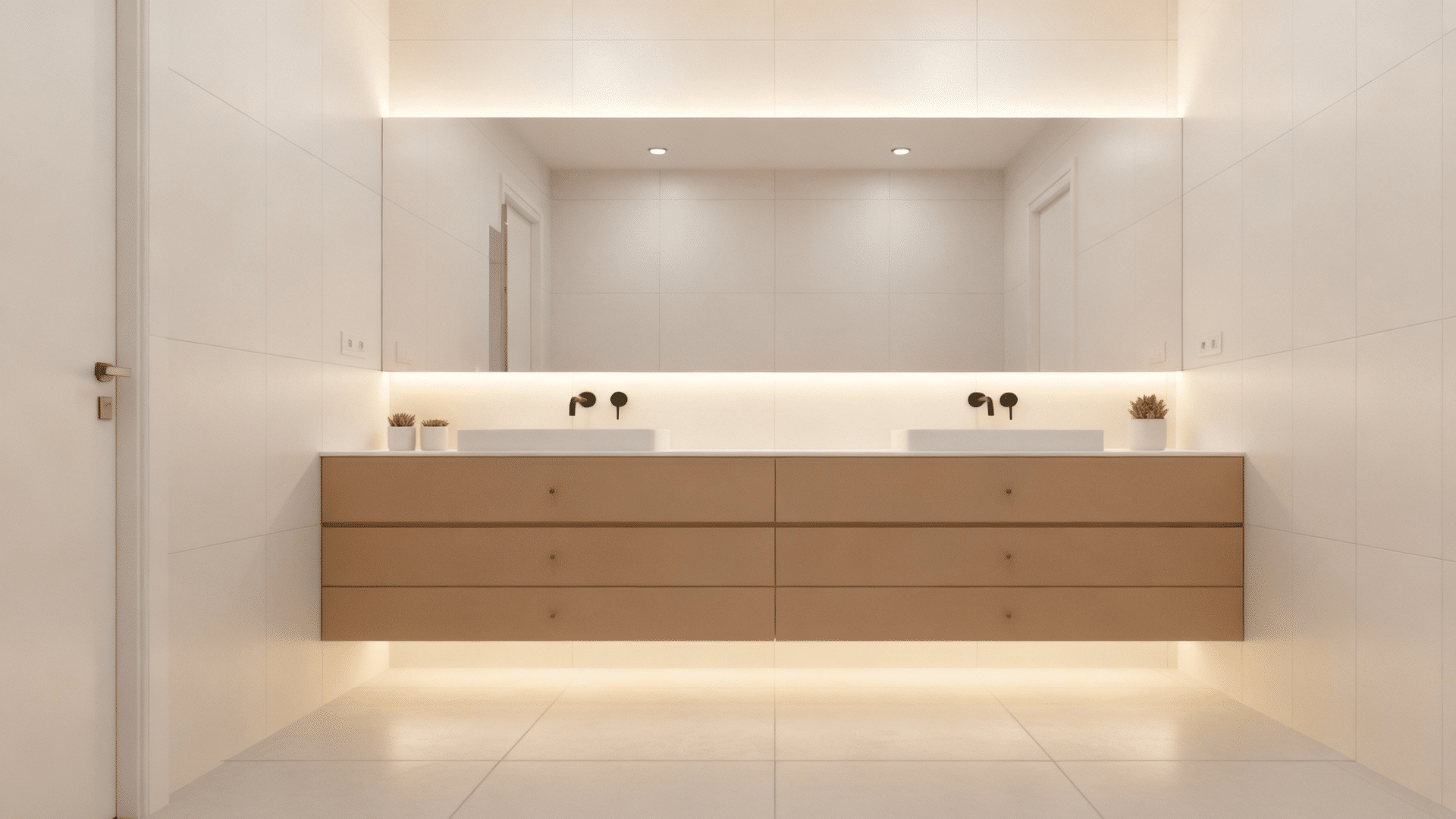 floating vanity with under glow