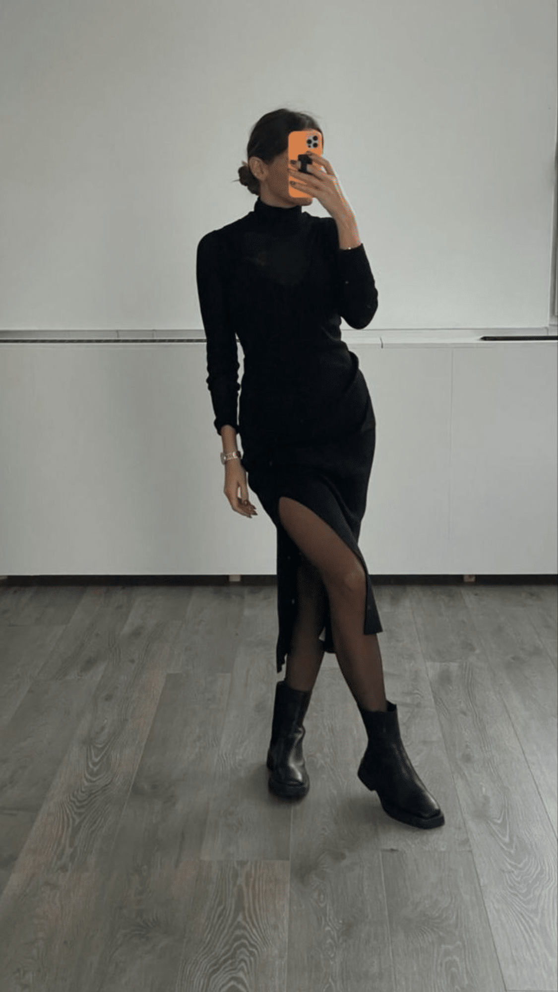 monochrome bodycon dress