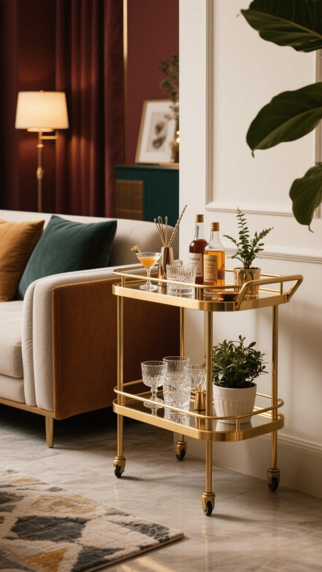corner bar cart
