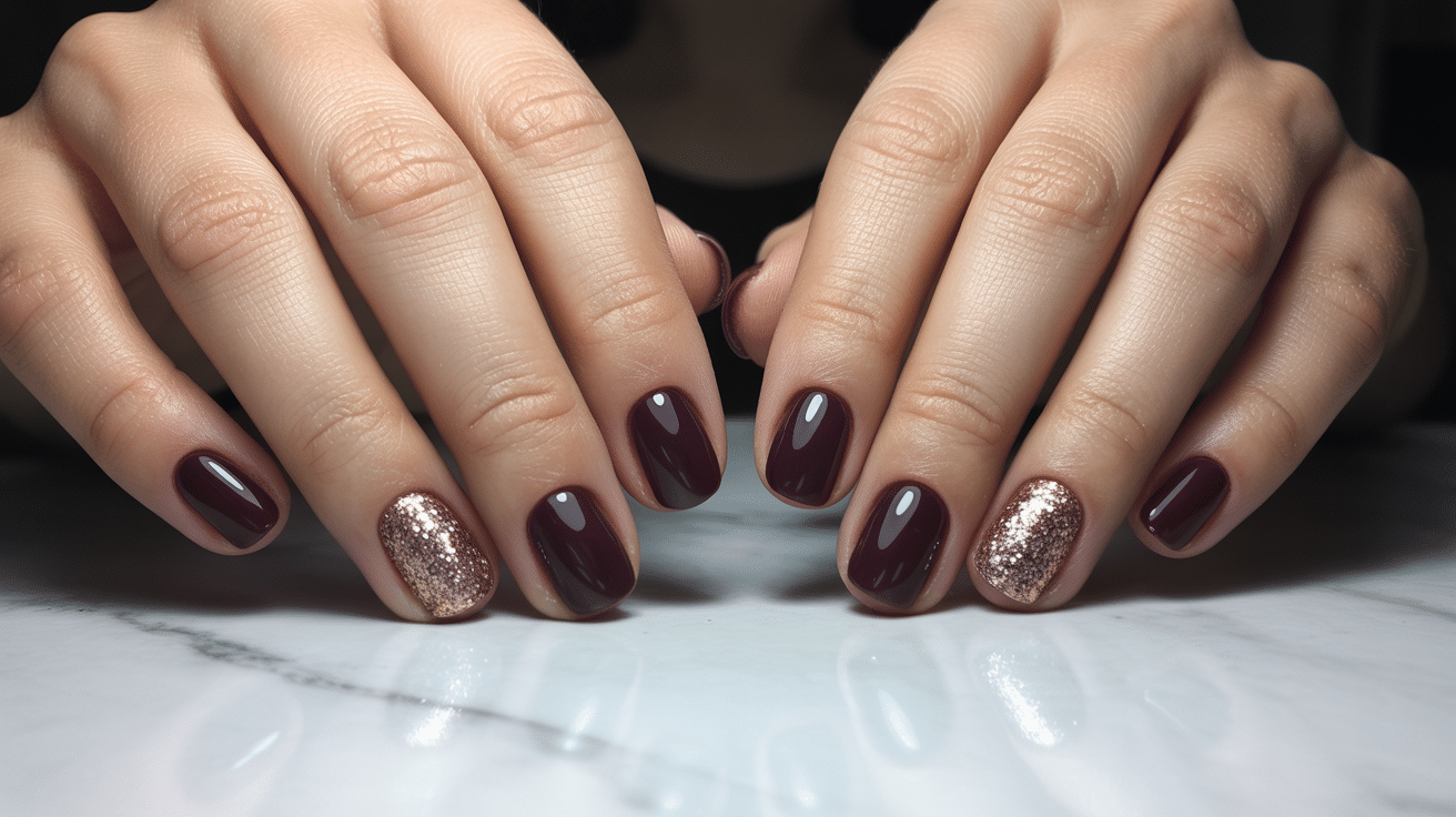 glitter accent nails