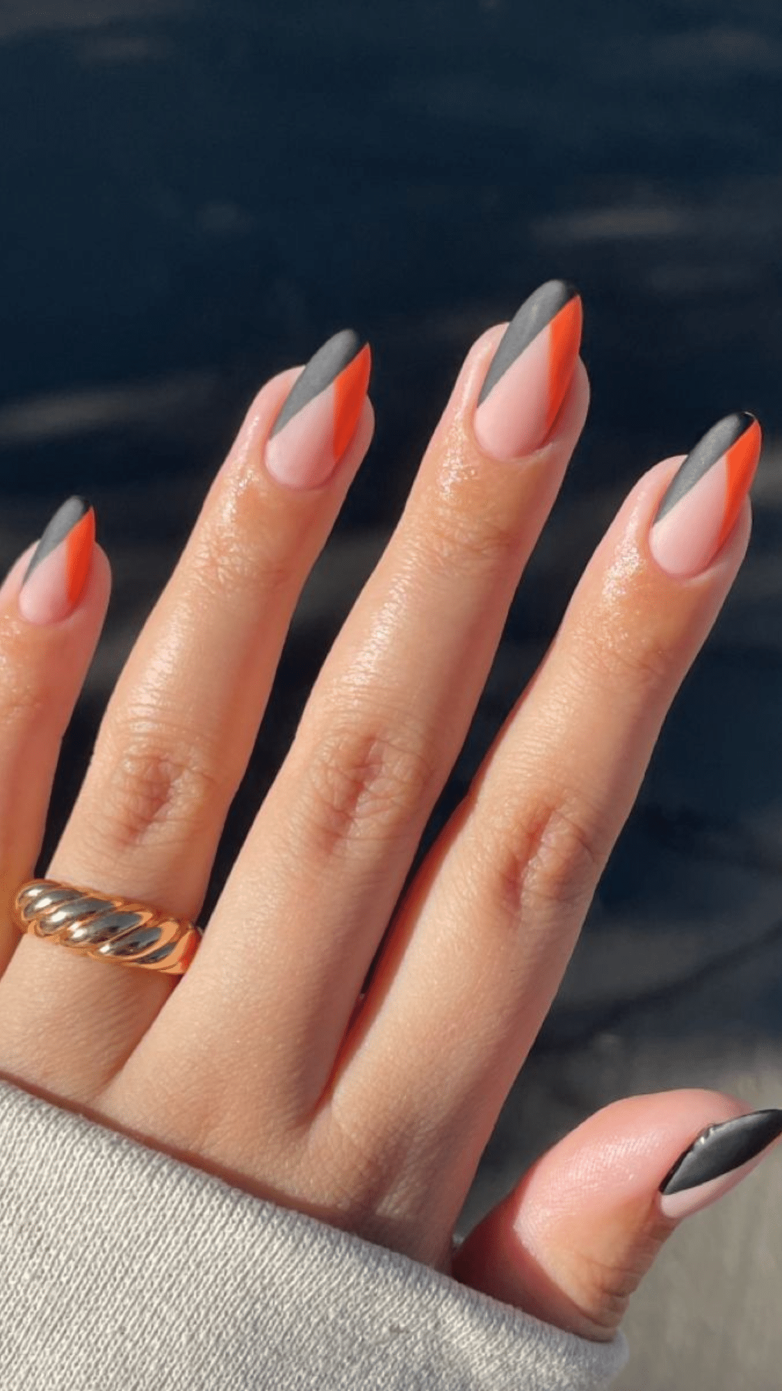 gray with orange accent