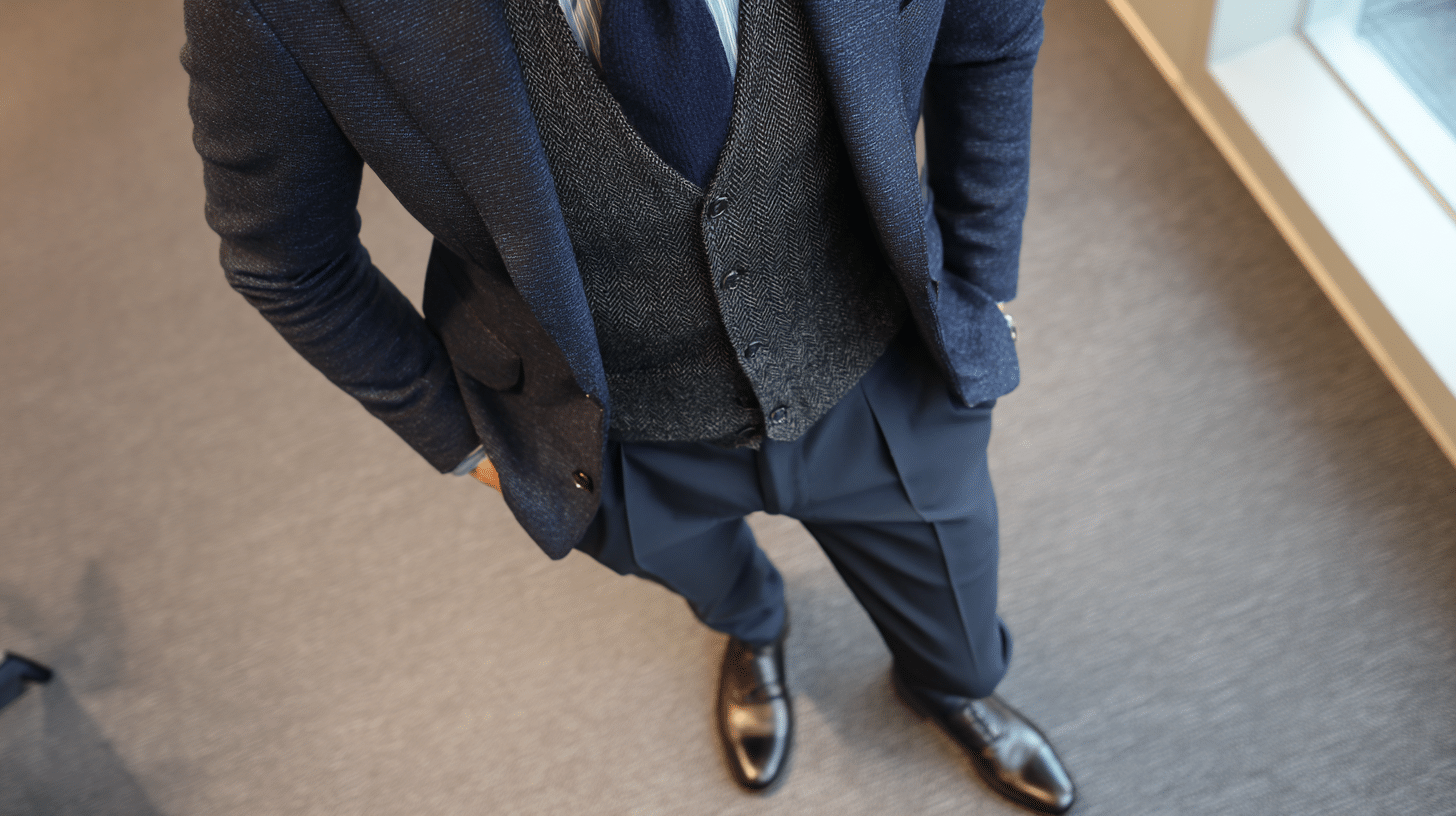 layered under a blazer