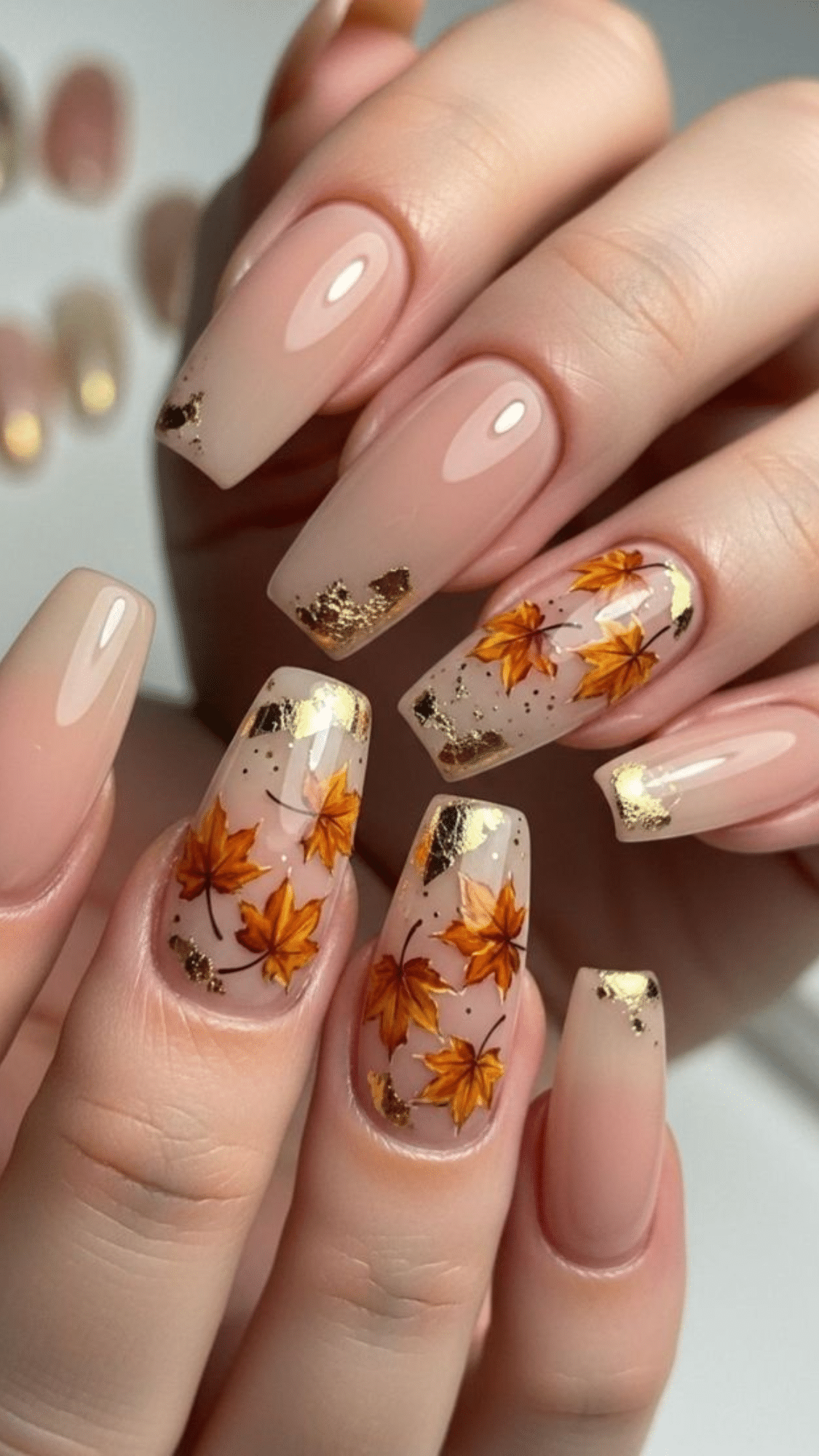 maple leaf accent nails