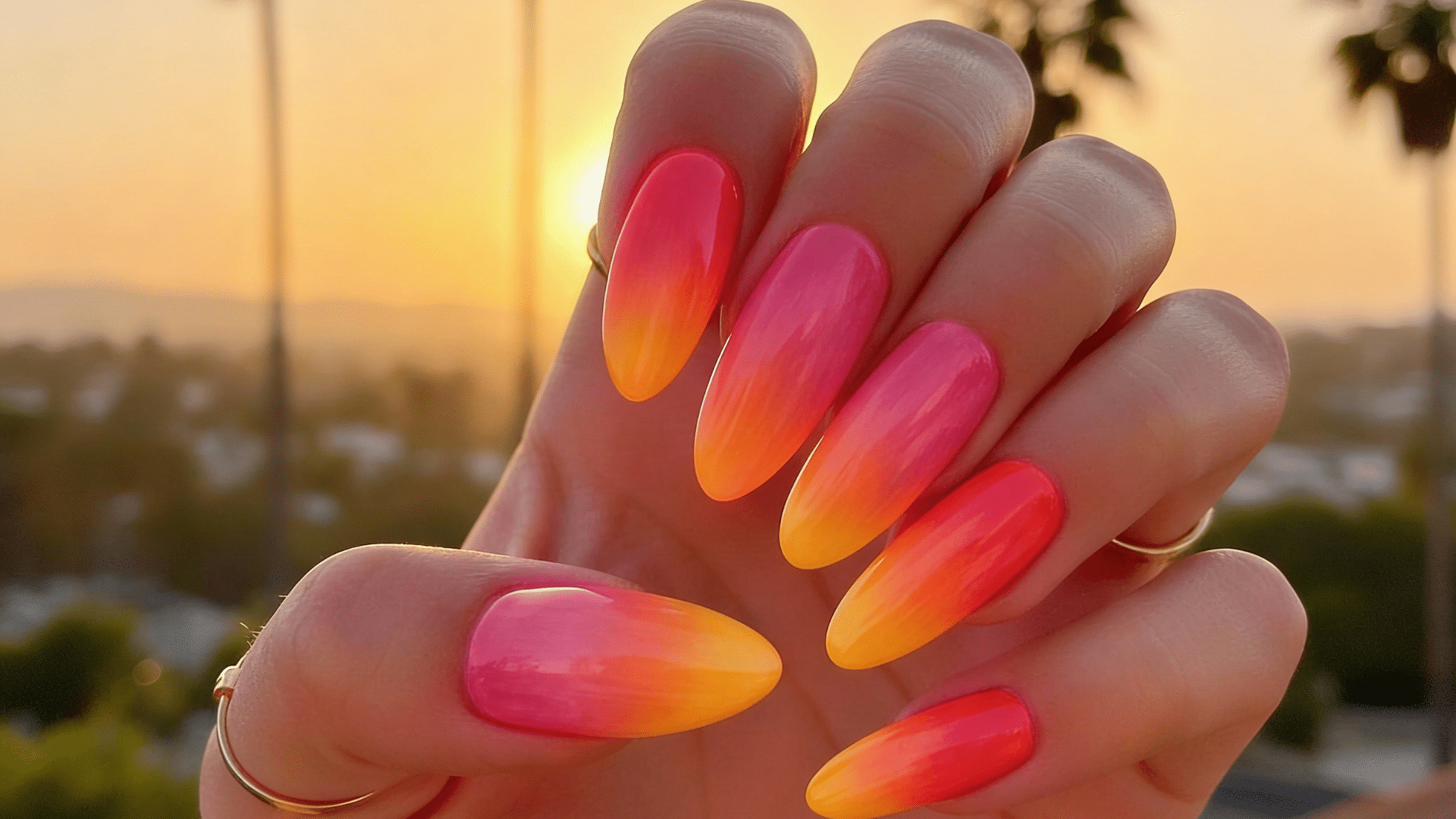 sunset acrylic nails