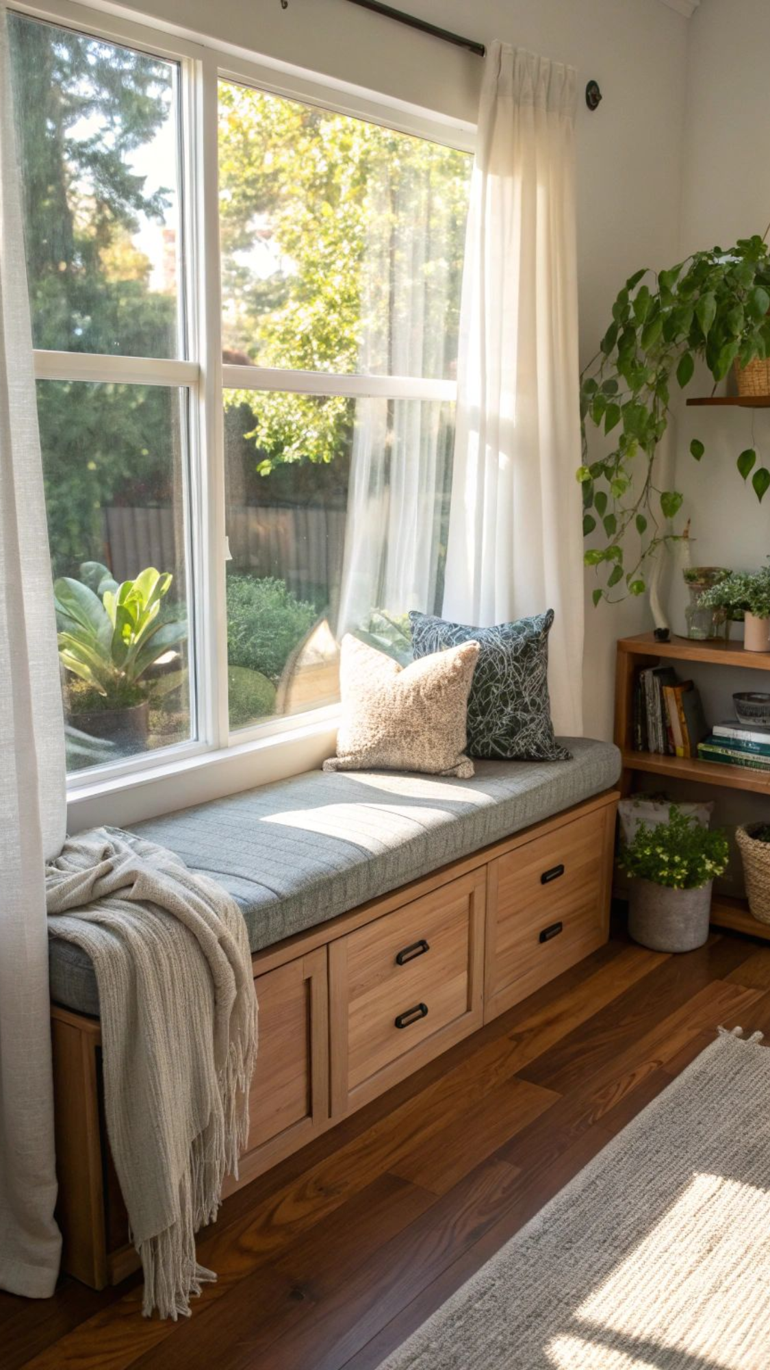 window seat with cushions