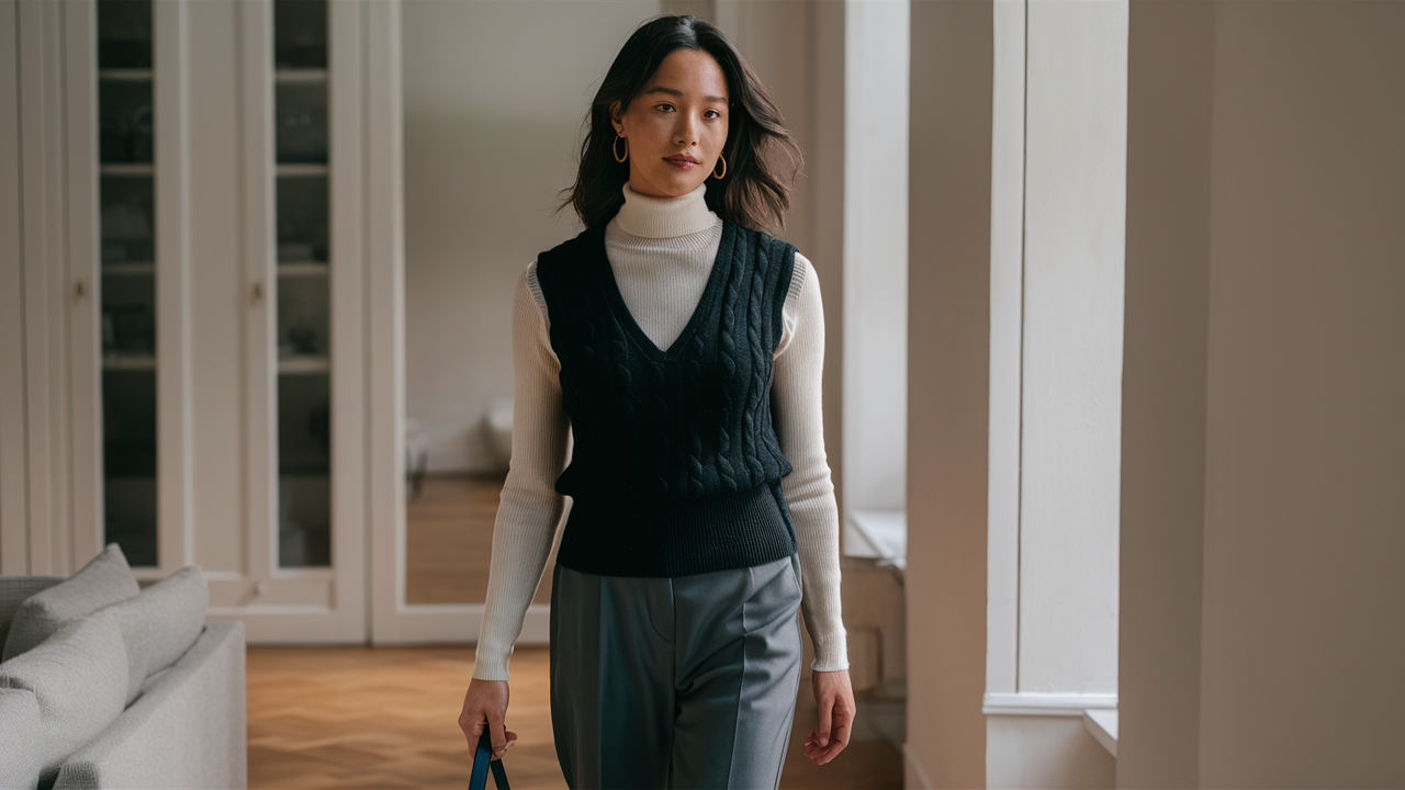 with a turtleneck underneath