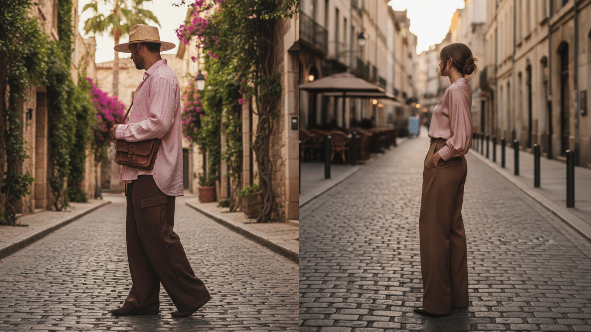 blush pink with brown