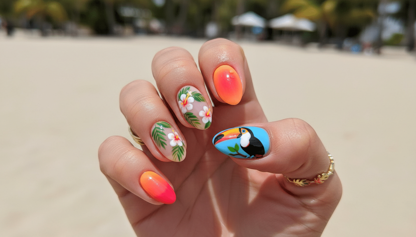 freepik closeup beauty shot glossy tropical manicure in br 78809