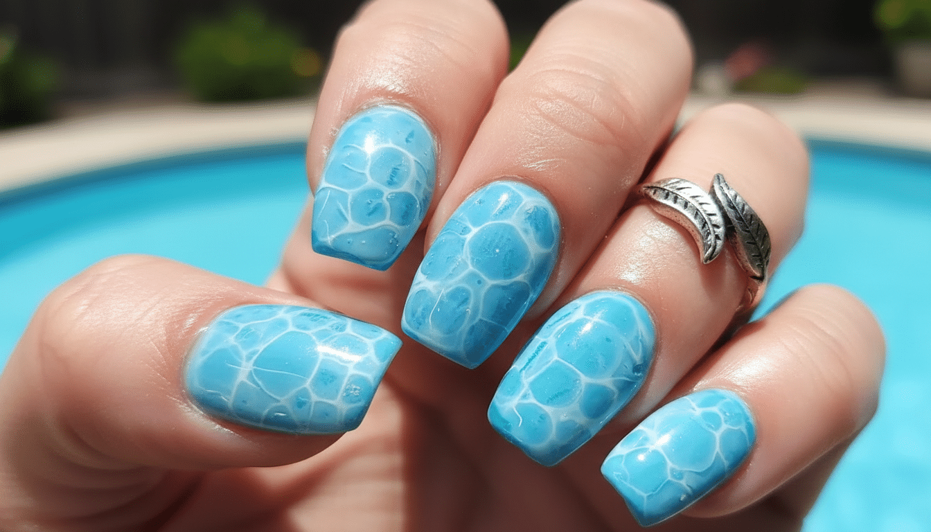 freepik realistic dip powder nails in translucent aqua blu 50193