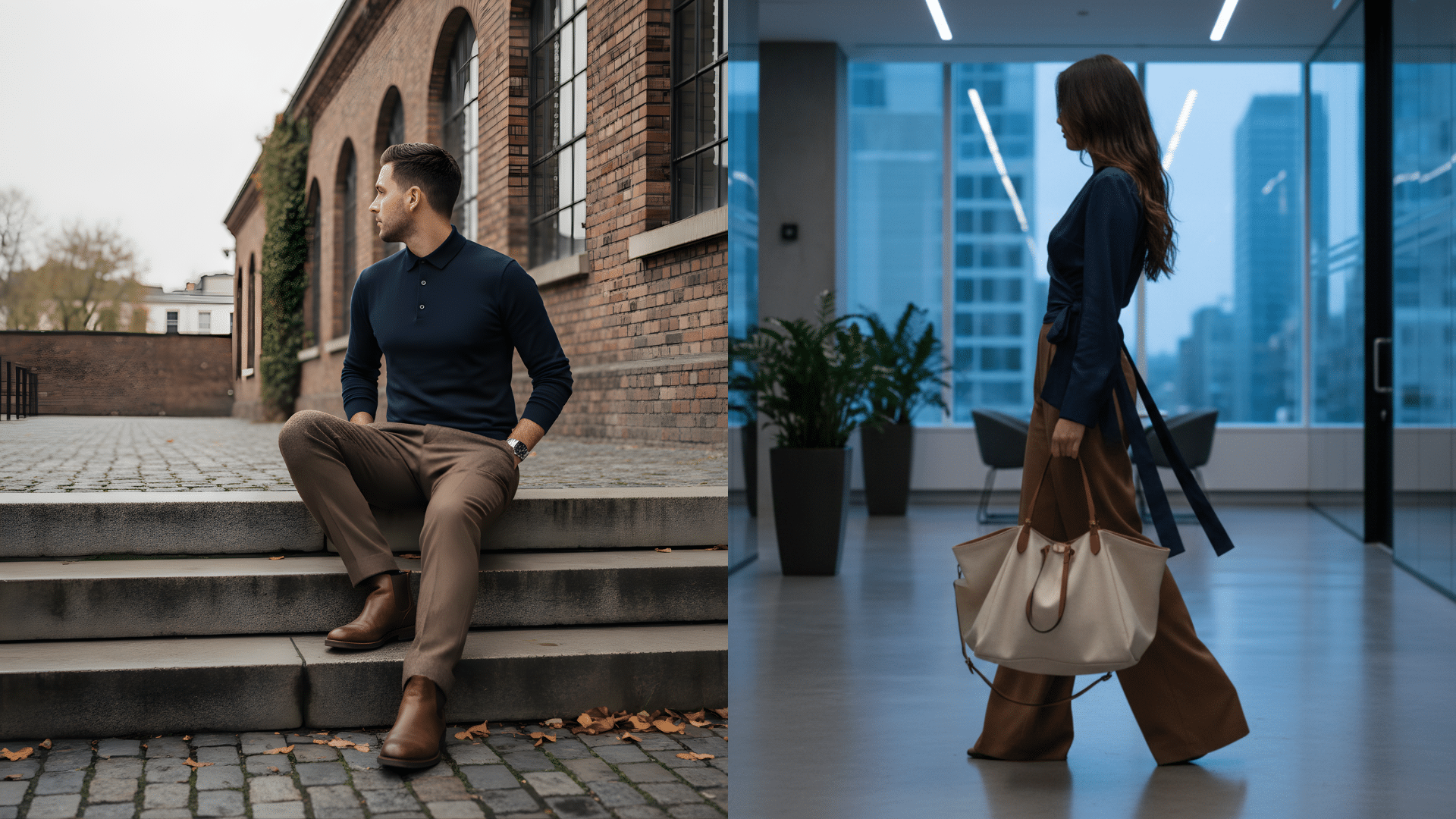 navy blue with brown