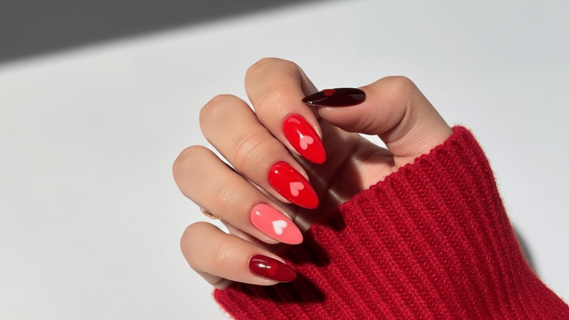 tiny heart acrylic nails