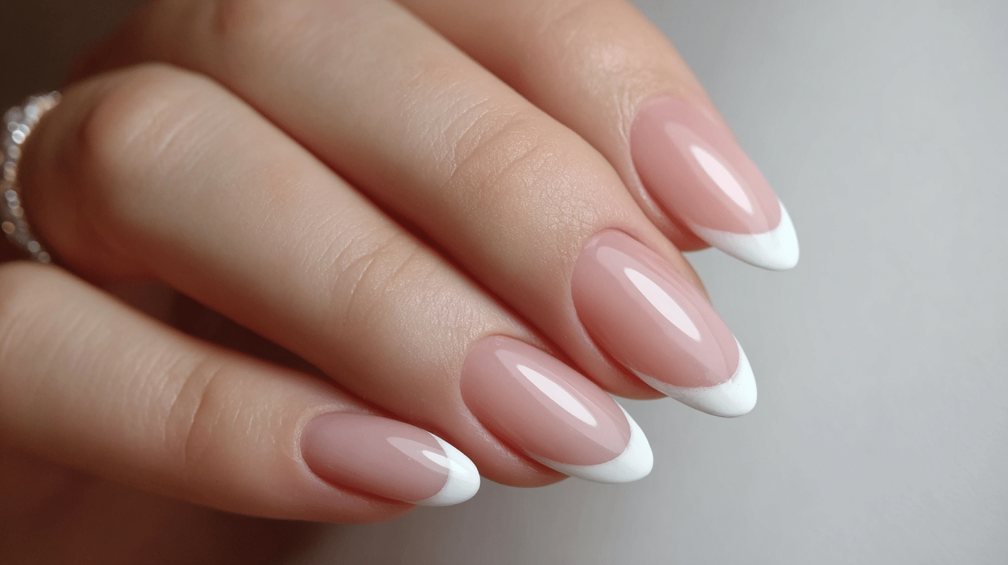 almond shaped white french tips