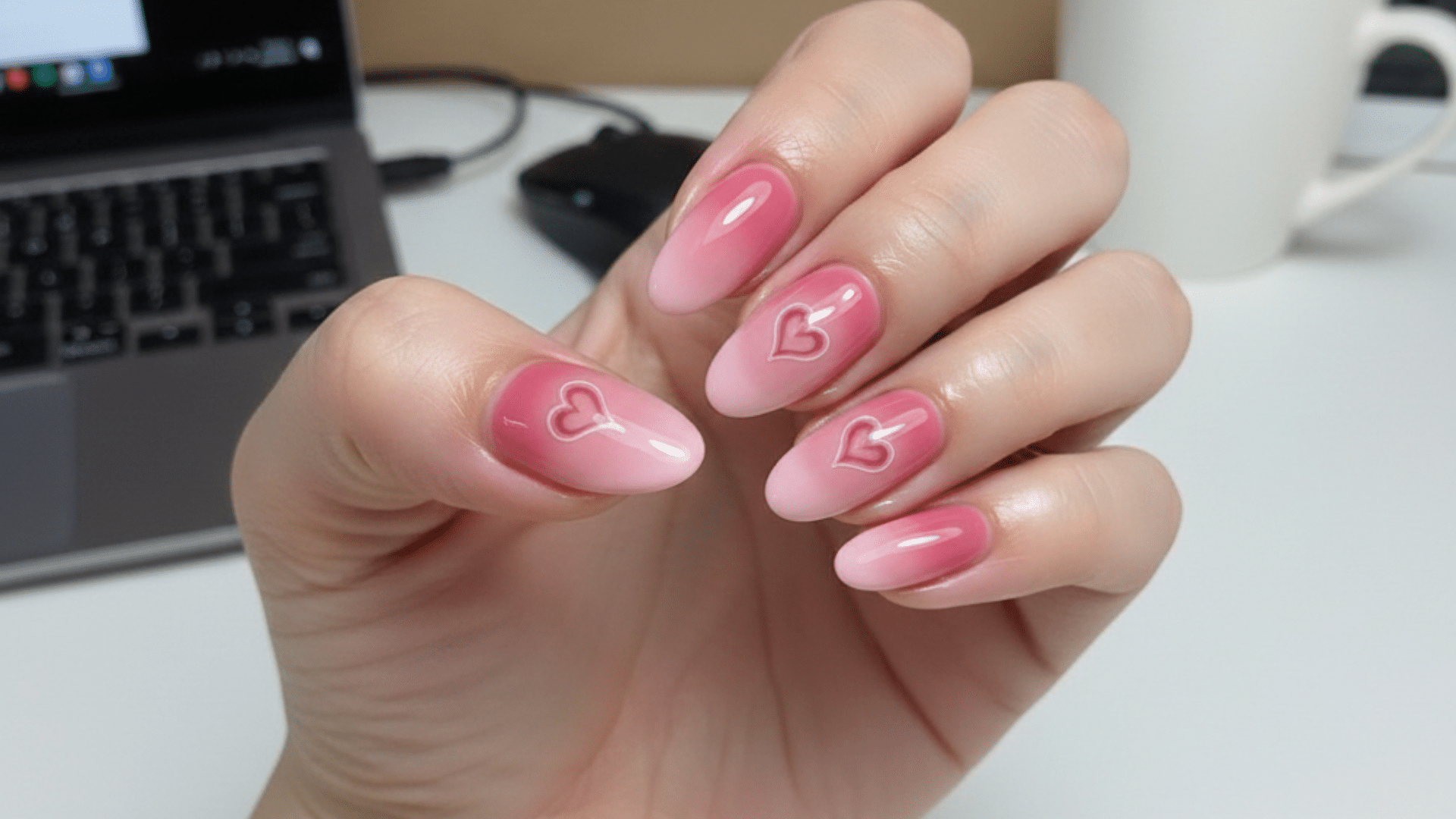 blushing hearts club valentines nail