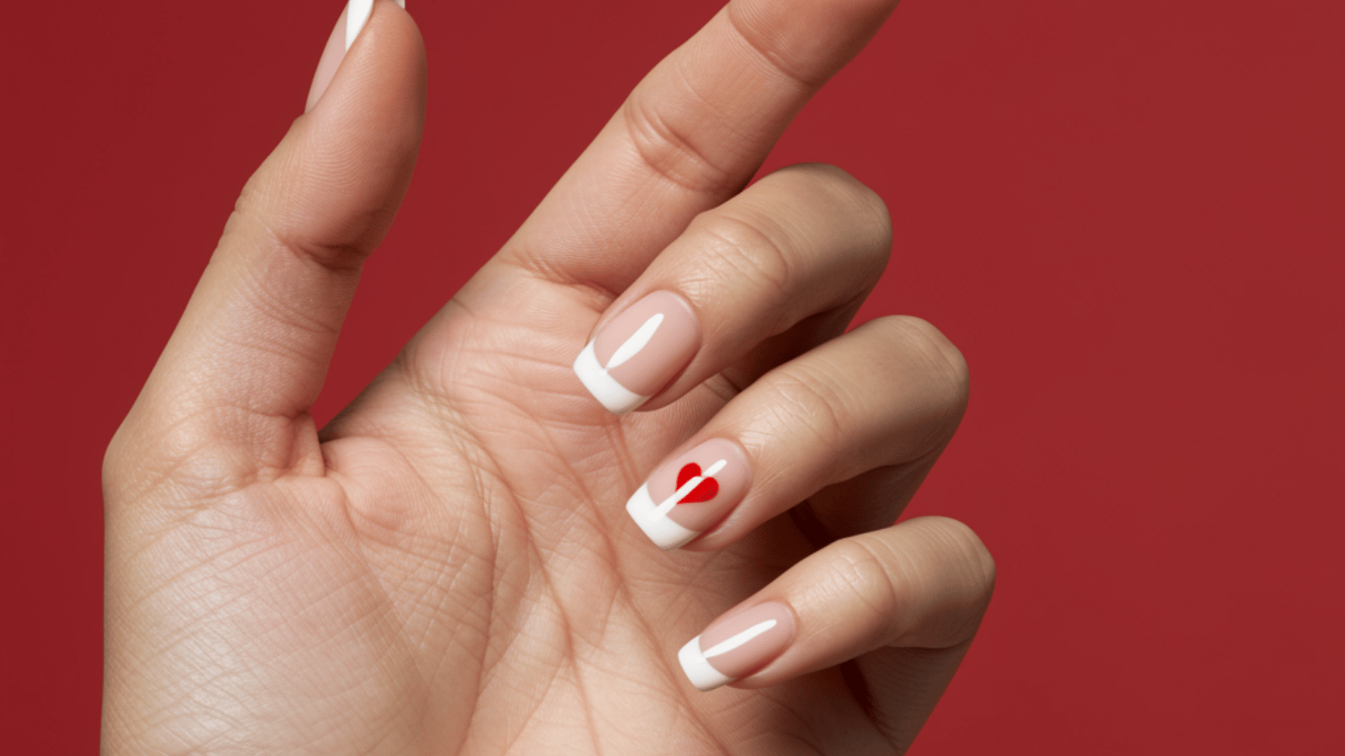 classic white valentine french nails