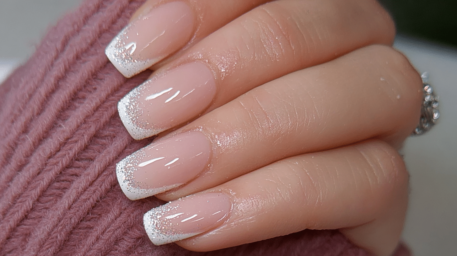 glitter lined white tips