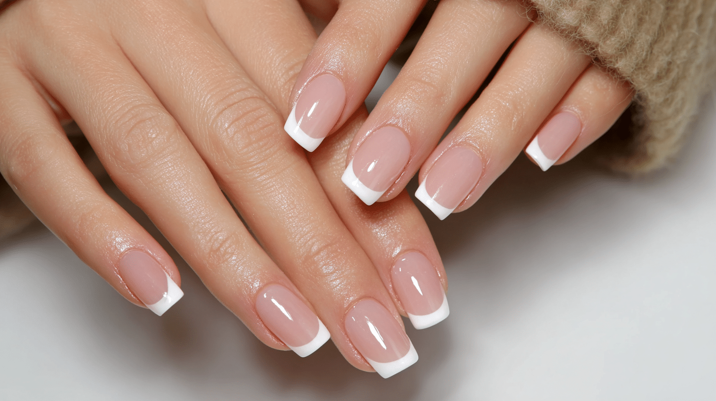 glossy white french tips